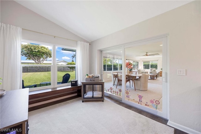 sunroom with vaulted ceiling