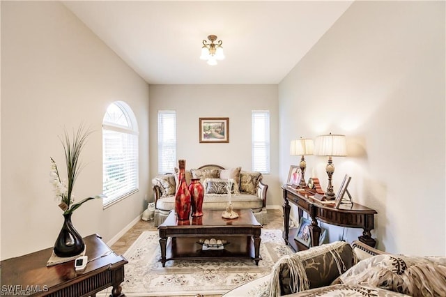 living area with baseboards