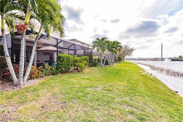 view of yard featuring a lanai