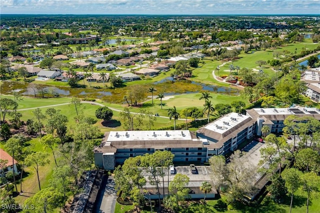 drone / aerial view featuring view of golf course