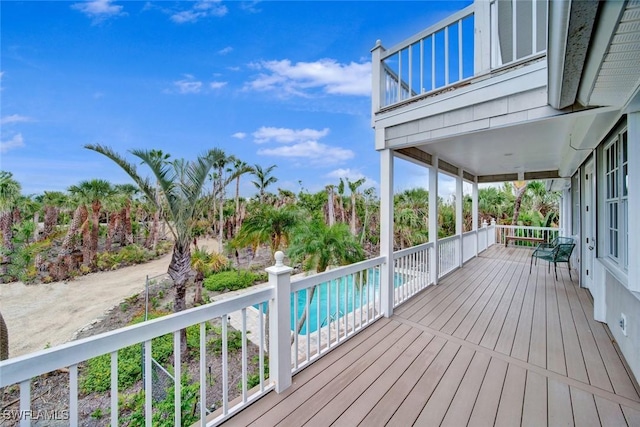 deck with an outdoor pool