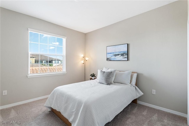 bedroom with baseboards and carpet floors