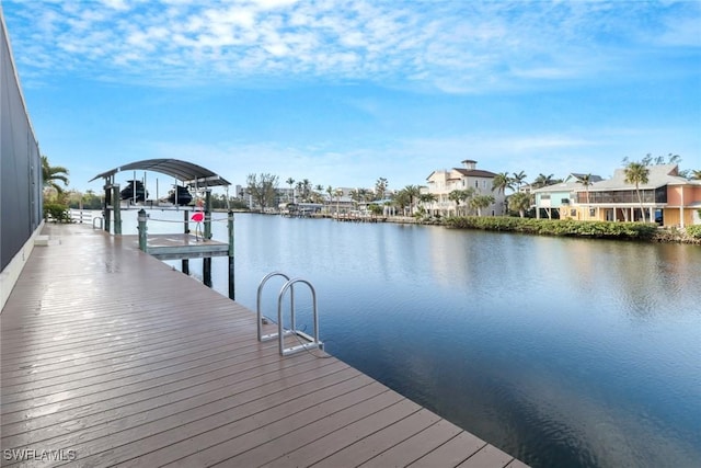 view of dock featuring a water view