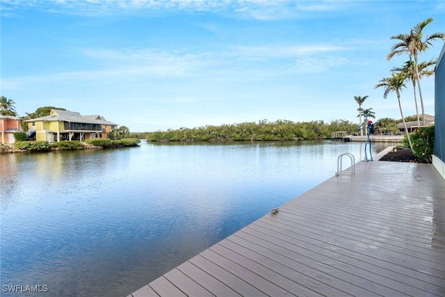 view of dock featuring a water view