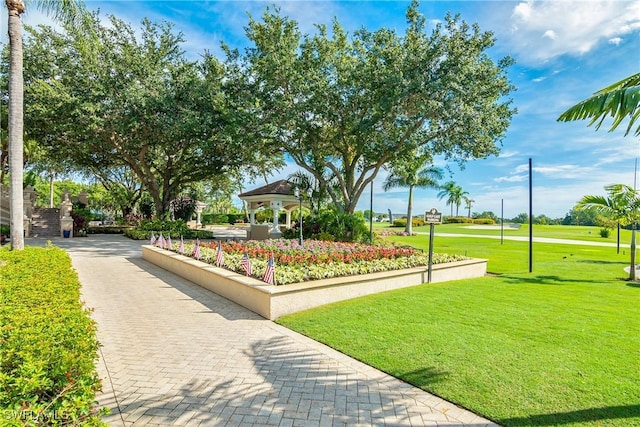 view of home's community with a yard