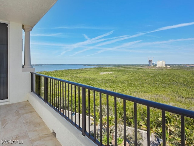 balcony with a water view