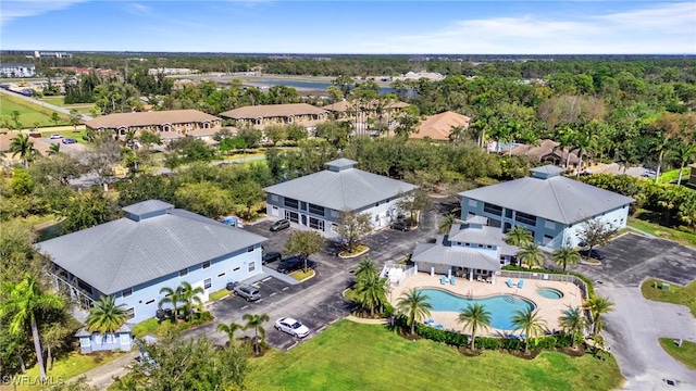 drone / aerial view with a residential view