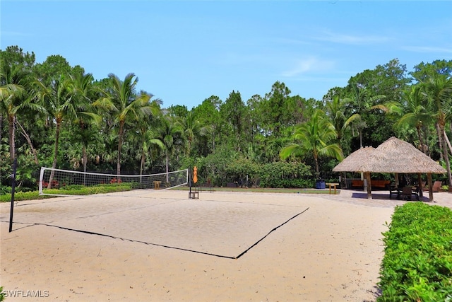 view of community with a gazebo and volleyball court