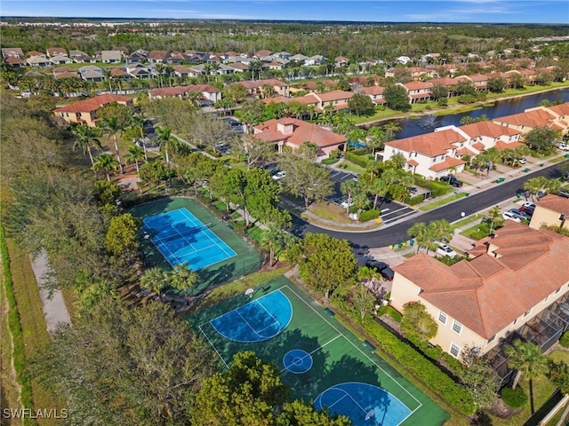 birds eye view of property with a residential view