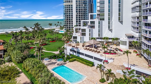exterior space featuring a water view