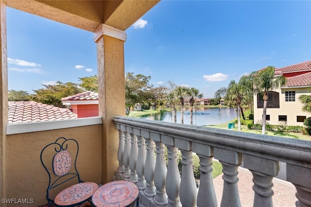 balcony with a water view