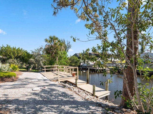 dock area featuring a water view