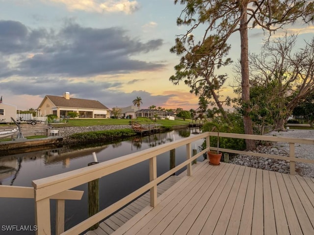 view of dock featuring a water view