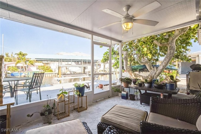 16221 Buccaneer St, Bokeelia, FL 33922 - sunroom / solarium featuring ceiling fan