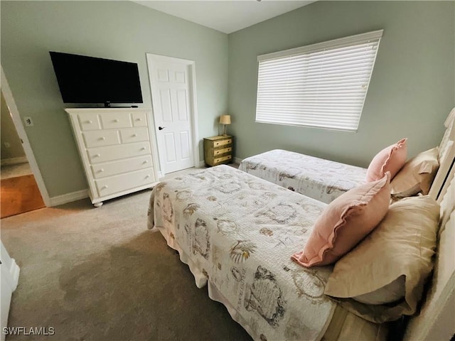 bedroom with baseboards and carpet flooring