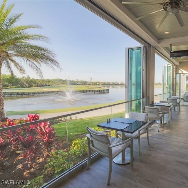 balcony with a water view