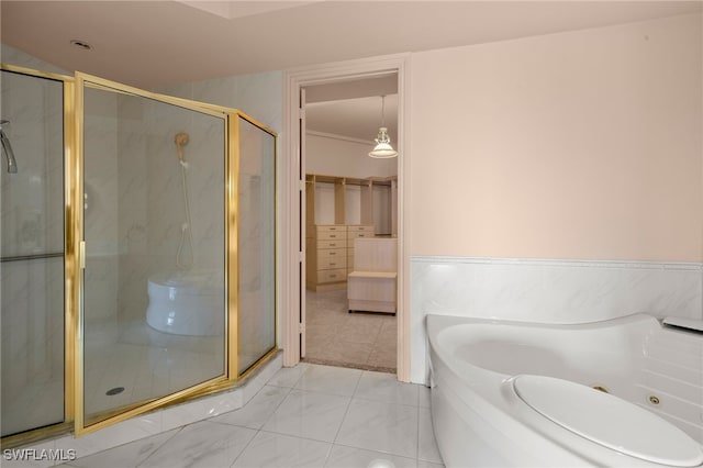 4801 Island Pond Ct Unit 1103, Bonita Springs, FL 34134 - full bathroom with a stall shower and a tub with jets