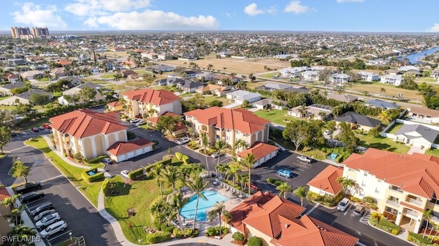 drone / aerial view with a residential view