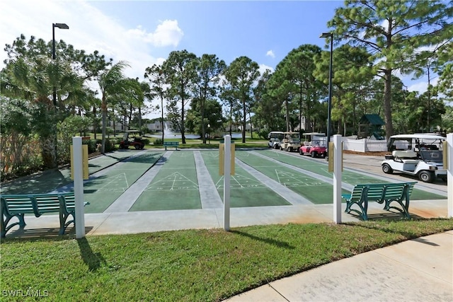 view of community featuring shuffleboard