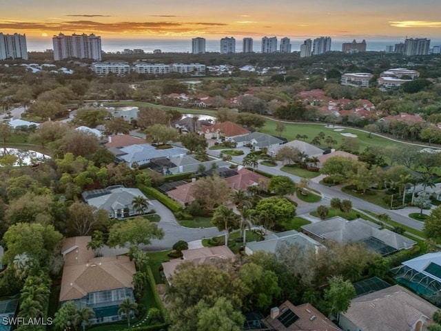 bird's eye view with a city view