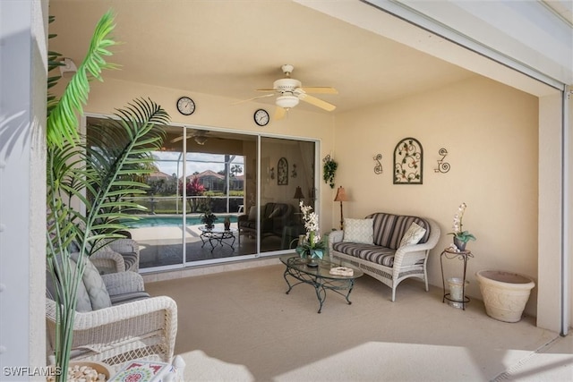 view of patio / terrace featuring ceiling fan