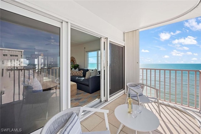 balcony with a water view