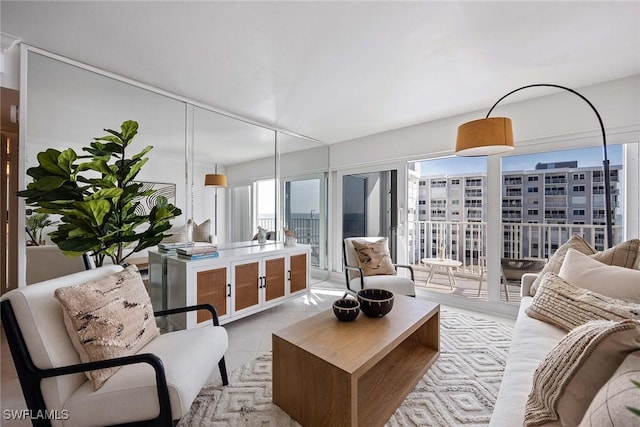 sunroom / solarium with a city view