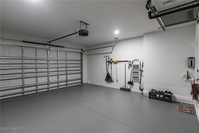 garage with a garage door opener