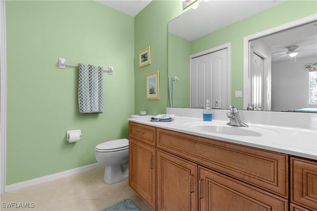 8261 Pathfinder Loop Unit 730, Fort Myers, FL 33919 - bathroom featuring vanity, toilet, tile patterned floors, baseboards, and a ceiling fan