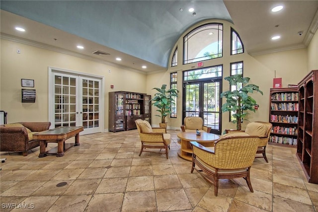 8261 Pathfinder Loop Unit 730, Fort Myers, FL 33919 - common area with crown molding, recessed lighting, and a towering ceiling