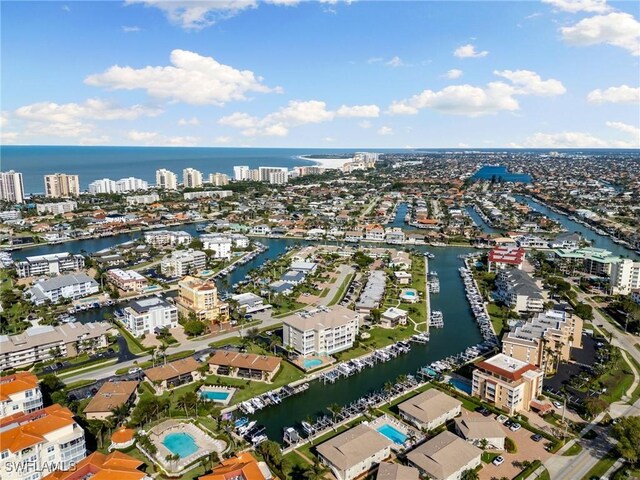 907 Panama Ct Unit 303, Marco Island, FL 34145 - bird's eye view with a water view and a view of city