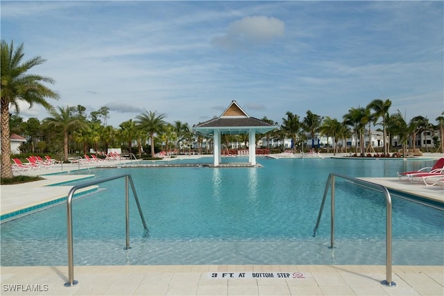 view of pool with a gazebo