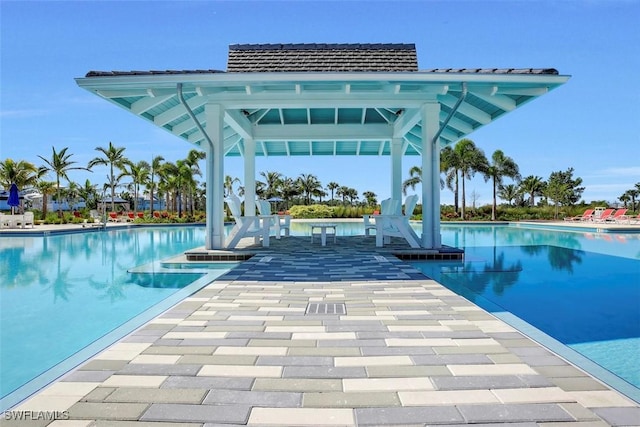 pool with a gazebo