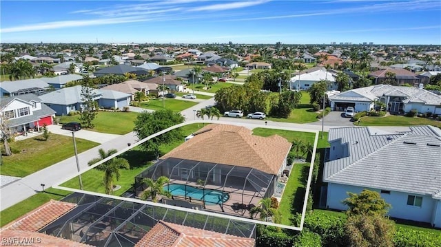 aerial view with a residential view