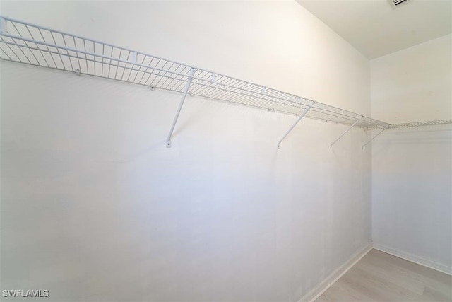 walk in closet featuring light wood-type flooring