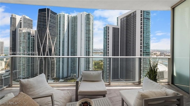 balcony with a view of city