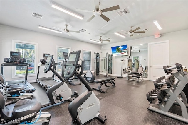 exercise room with visible vents