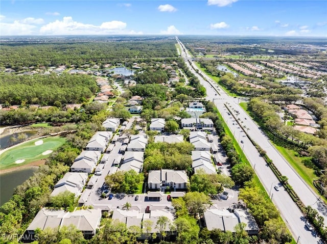 bird's eye view with a residential view and golf course view