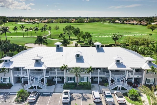 aerial view with view of golf course