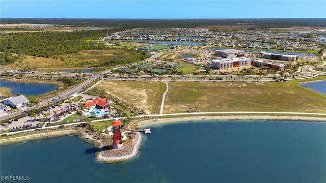 bird's eye view featuring a water view