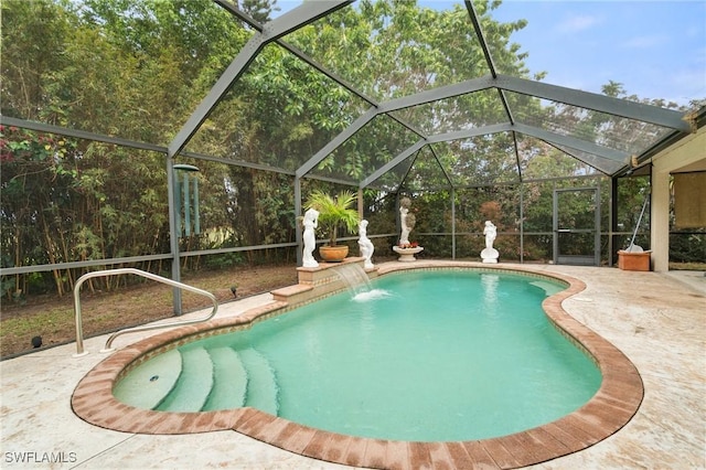 pool with a patio