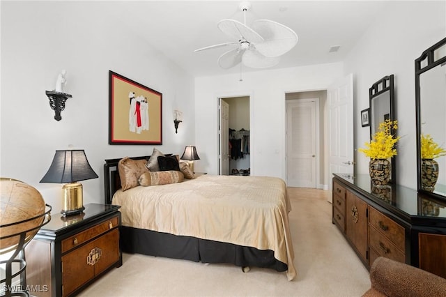 bedroom featuring ceiling fan and visible vents