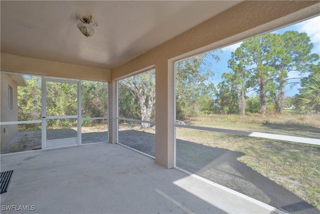 view of unfurnished sunroom