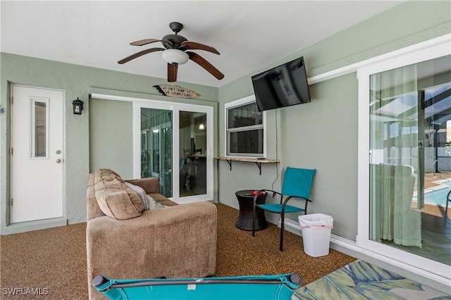 view of patio with ceiling fan