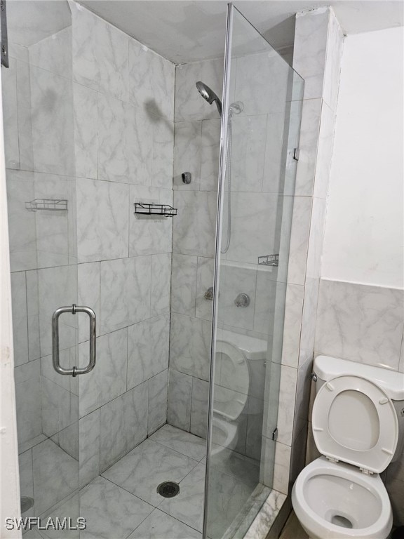 full bath with a stall shower and toilet