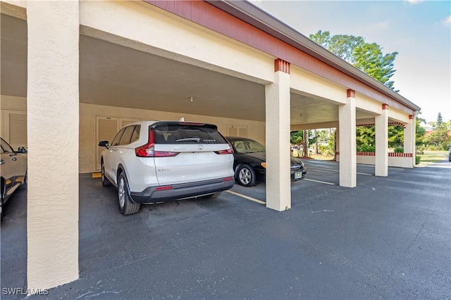 view of covered parking lot