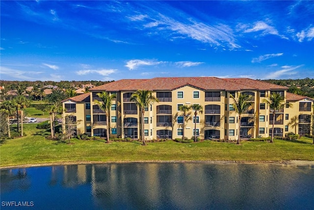 exterior space featuring a water view