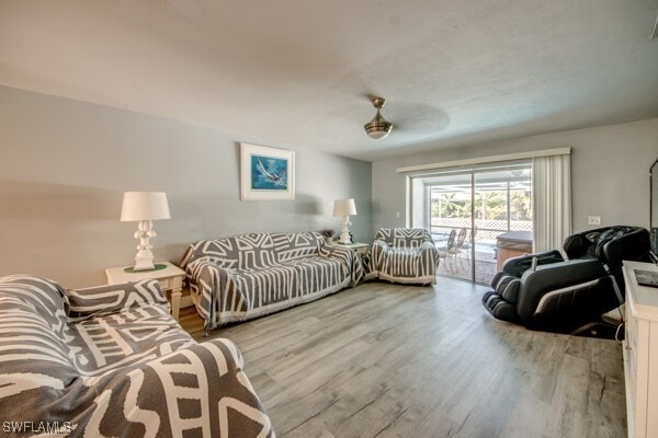 living area with wood finished floors