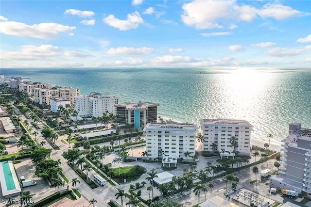 drone / aerial view with a view of city and a water view