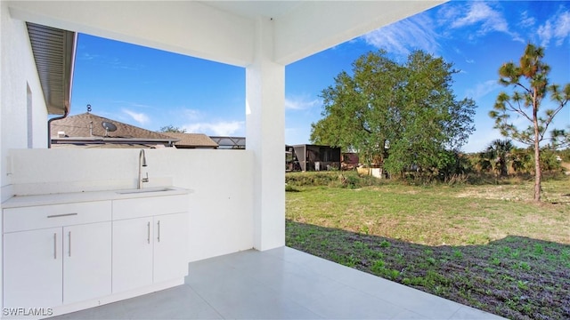 view of patio featuring a sink